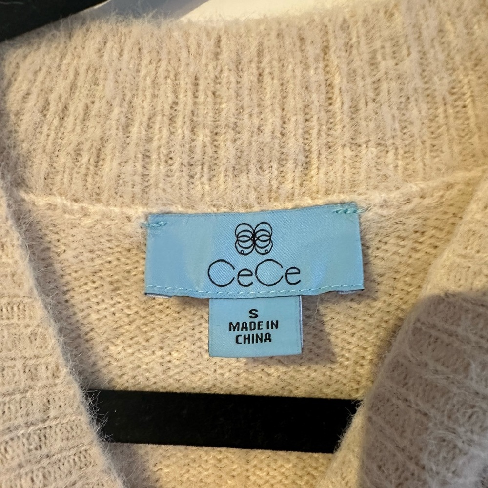 Almond Colored Fuzzy Short Sleeve Sweater - Picture 5 of 5